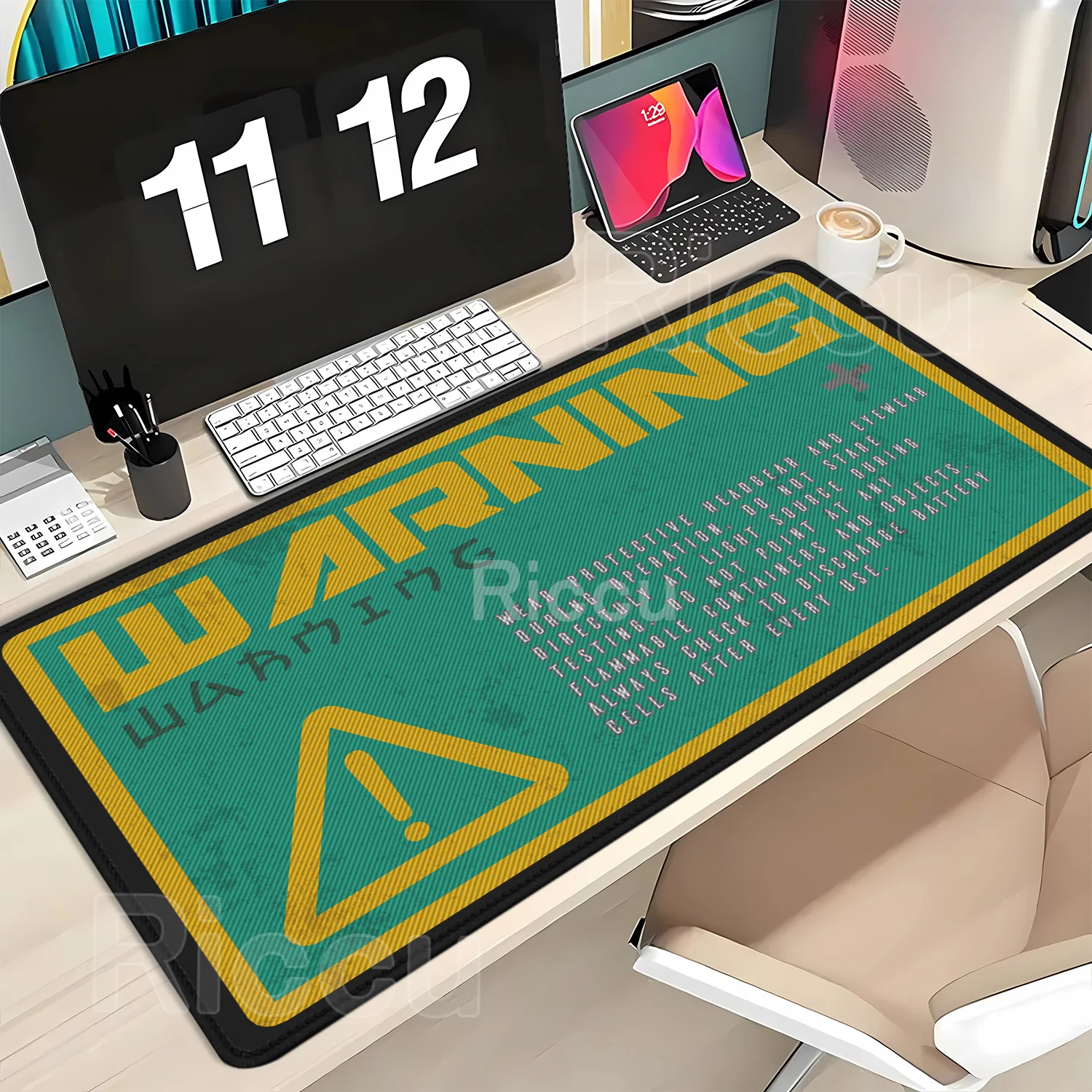 HD Printing English Warning Art PC Gaming Mousepad Non-Slip Base Rubber XXL Office Accessories Mouse Pad Keyboard XXL Desk Mat