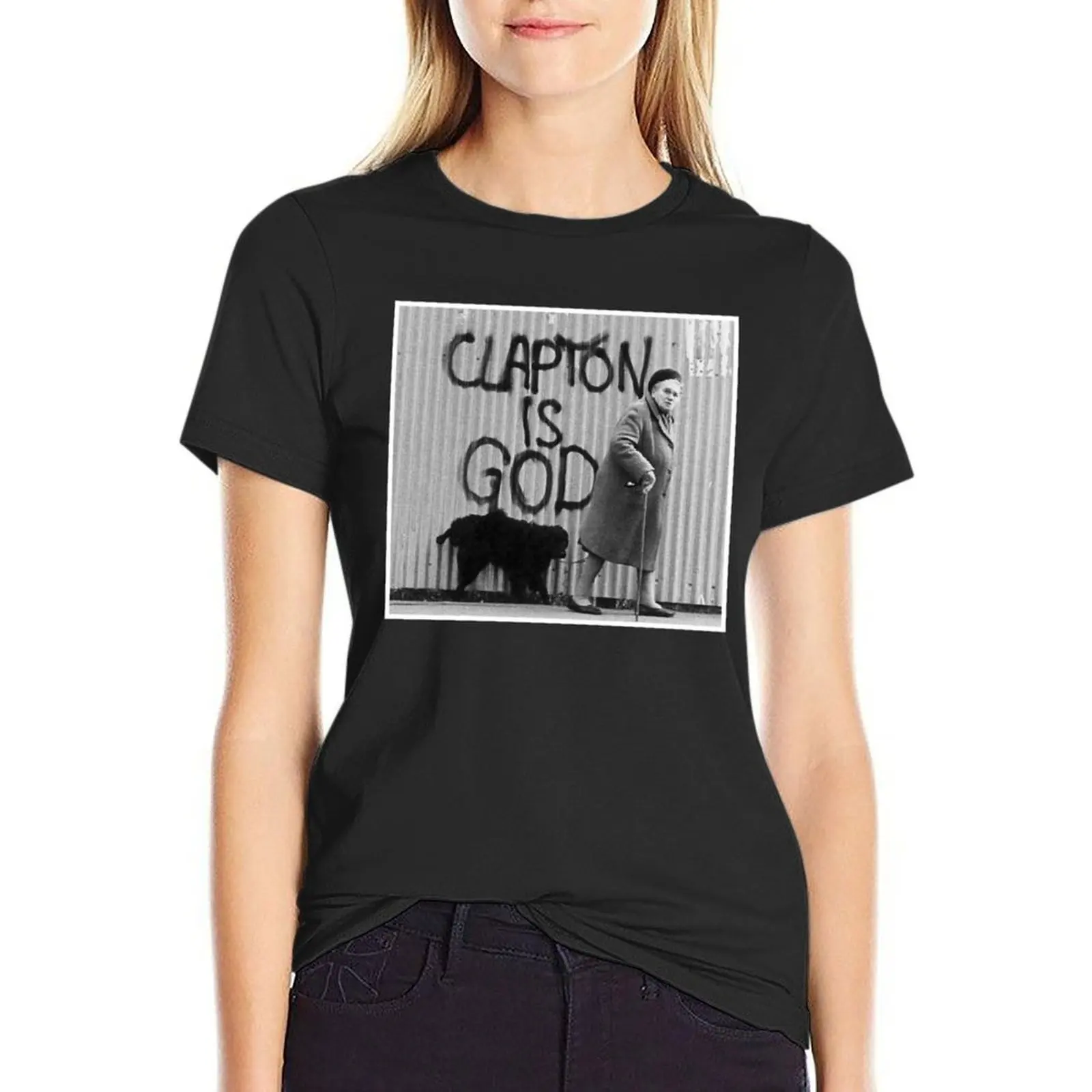 

Clapton is God Gift Fan Eric T-Shirt quick drying sublime Short sleeve tee Women's cotton t-shirt