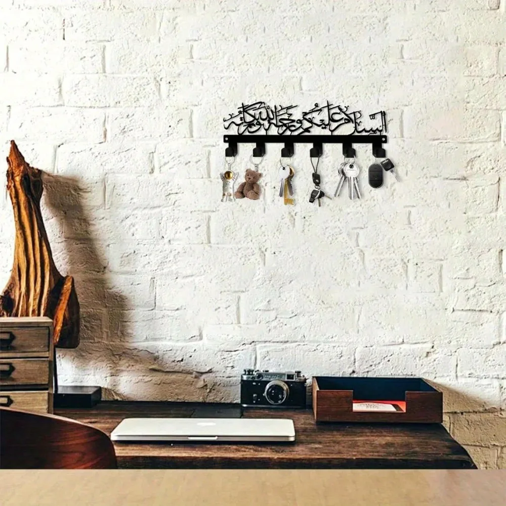 Modern Metal Key Holder 9.84 Inch Wall Mount，Space Saving Key Rack for Entryway Office Kitchen，Bohemian Islamic Design for Keys