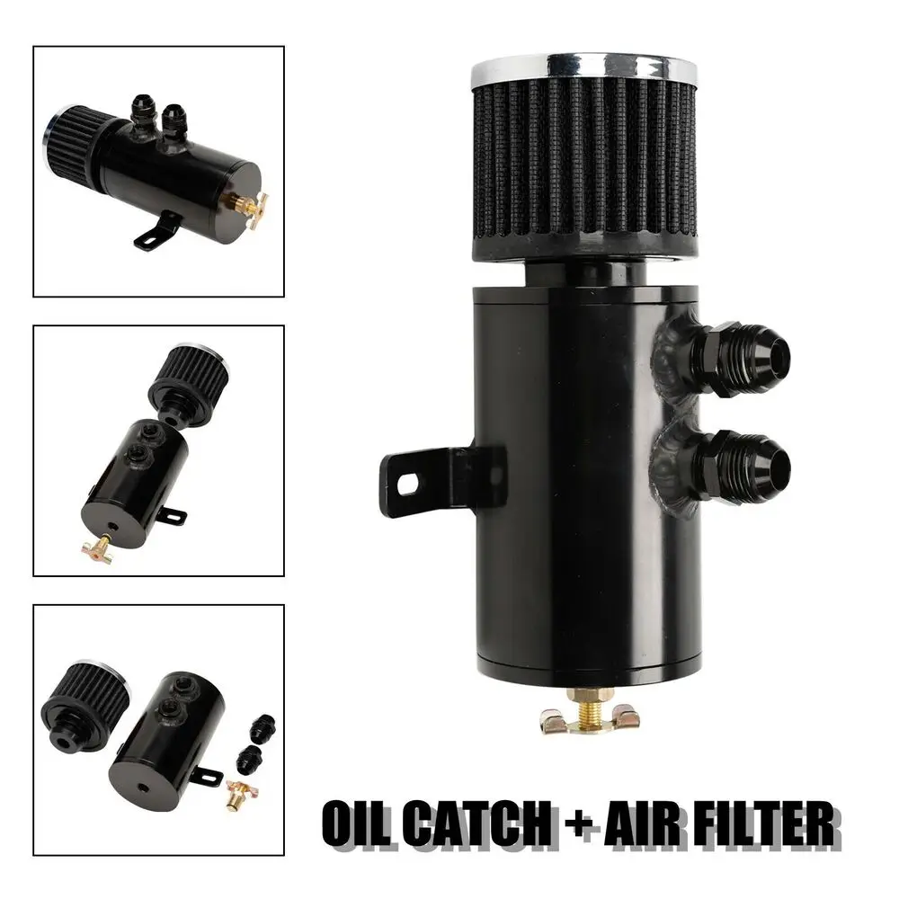 

Black Aluminum 10AN Oil Catch Can Reservoir Tank +Breather Filter Baffled Kit