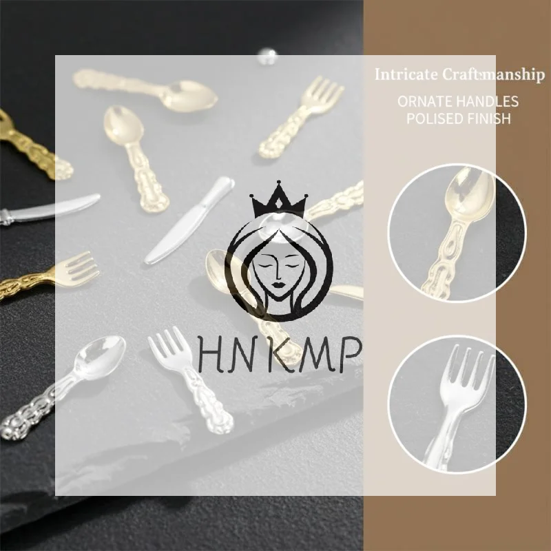 3D Metal Spoons Forks Tableware Nail Art Charms Set 12 Grids for Manicure Design Salon Decor DIY