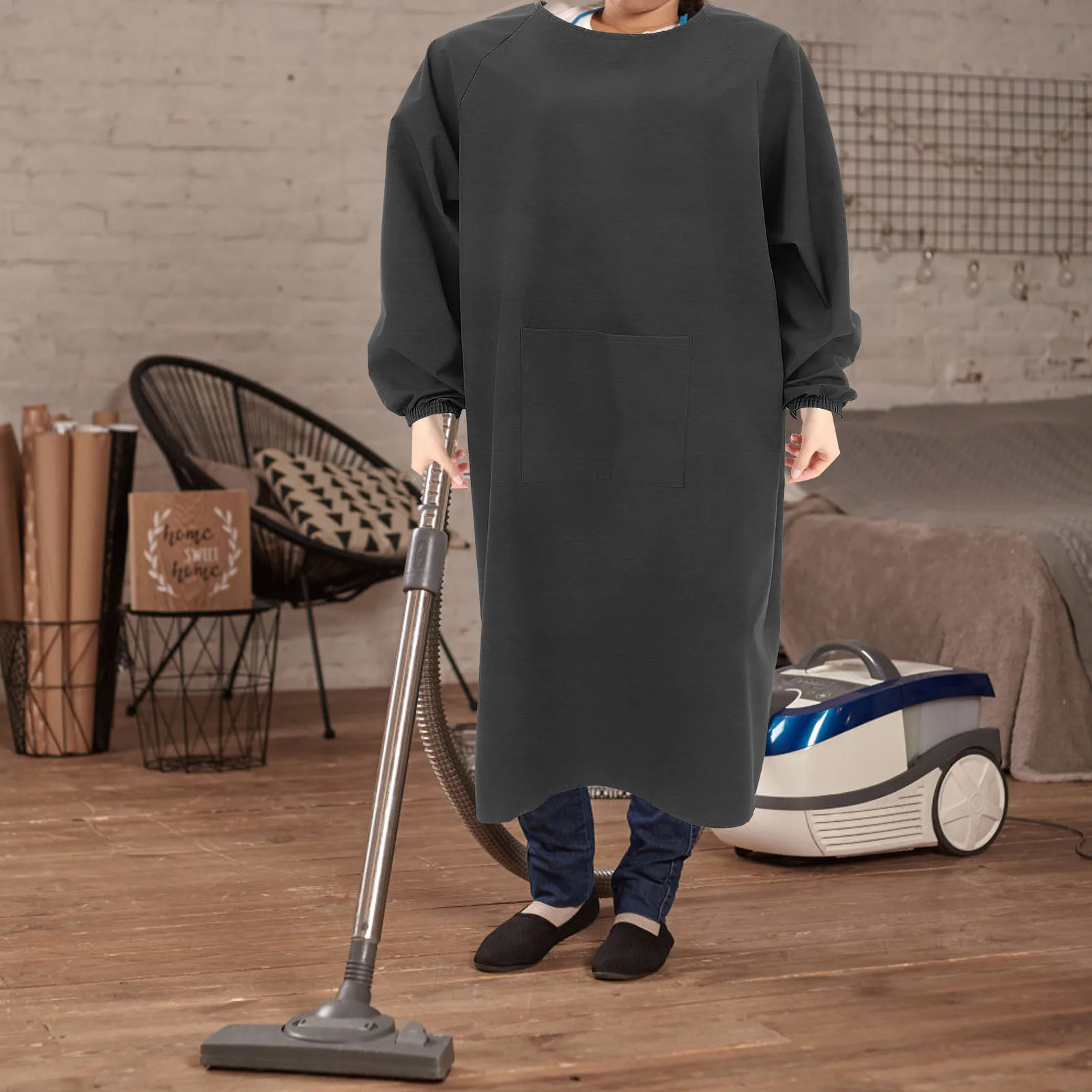 Wodoodporny, olejoodporny fartuch z długim rękawem, łatwy w czyszczeniu, unisex, do kuchni, gotowania, mycia naczyń, roboczy, praktyczny materiał, uniwersalny.