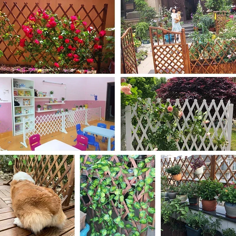Outdoor Adjustable Design Fence Solid Wood Grid Plant Stand Indoor Pet Barrier Garden Layout Flexible Anti-Rot Fence Guard