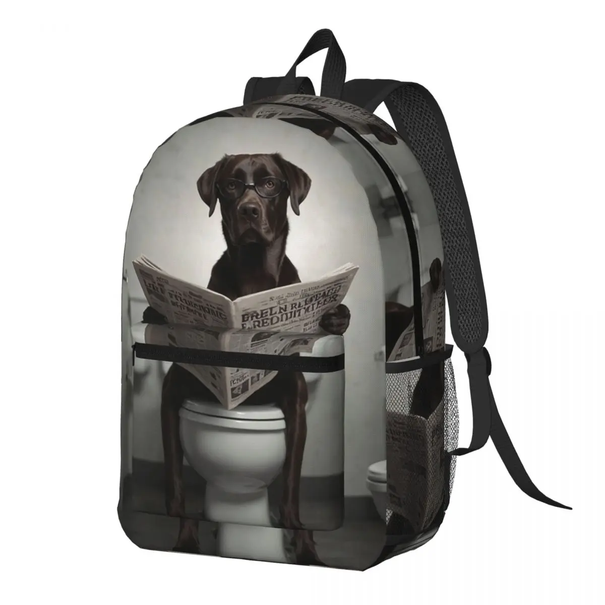 Chocolate Labrador Reading A Newspaper Backpack Daypack Large Capacity Kids BookBag School Bag Shoulder Bags for Men Women