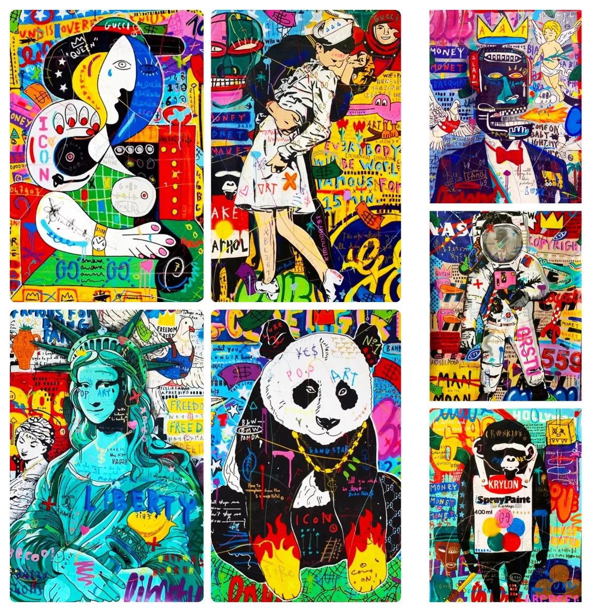 Graffiti Abstract 500/1000/1200/2000PCS Jigsaw Puzzle Bright Color Cartoon Graffiti Scene Decompression Assembly Hobby Gift