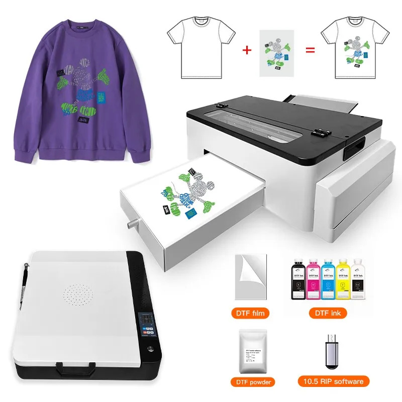 New Digital 30cm L1800 A3 Inkjet T-Shirt Printing  DTF Printer for Cotton Polyester T-shirt Hoodies Tote Bags