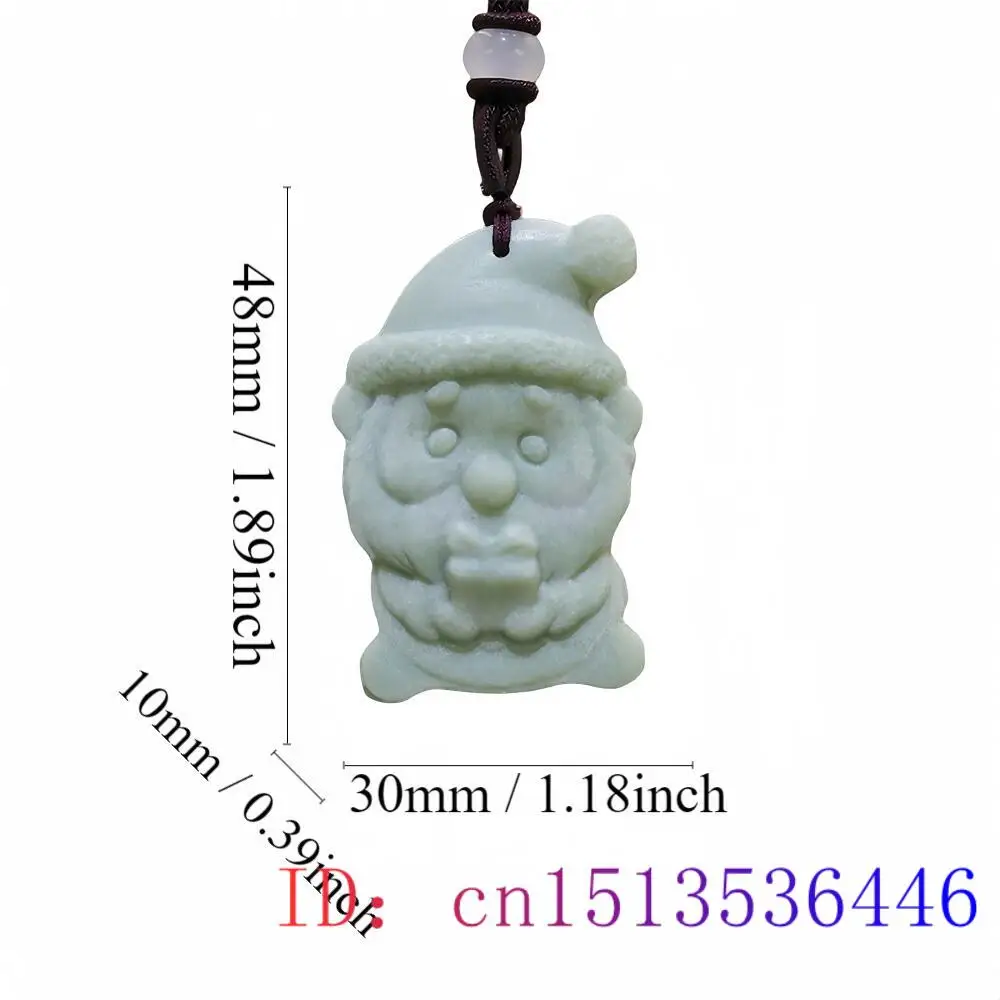 Natural Real Jade Santa Claus Pendant Necklace Chinese Gemstones Talismans Stone Carved Jewelry Fashion Amulet Charm