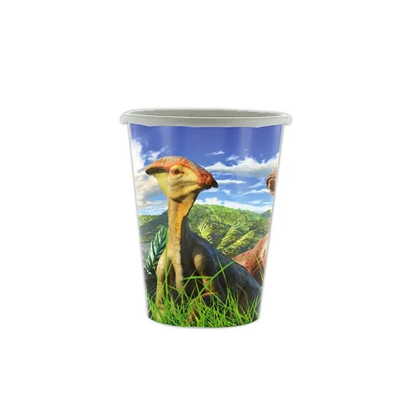 New Jurassic Dinosaur Theme Disposable Tableware Cup Plates Children\'s Birthday Party Dinosaur Latex Balloon Banner Decoration