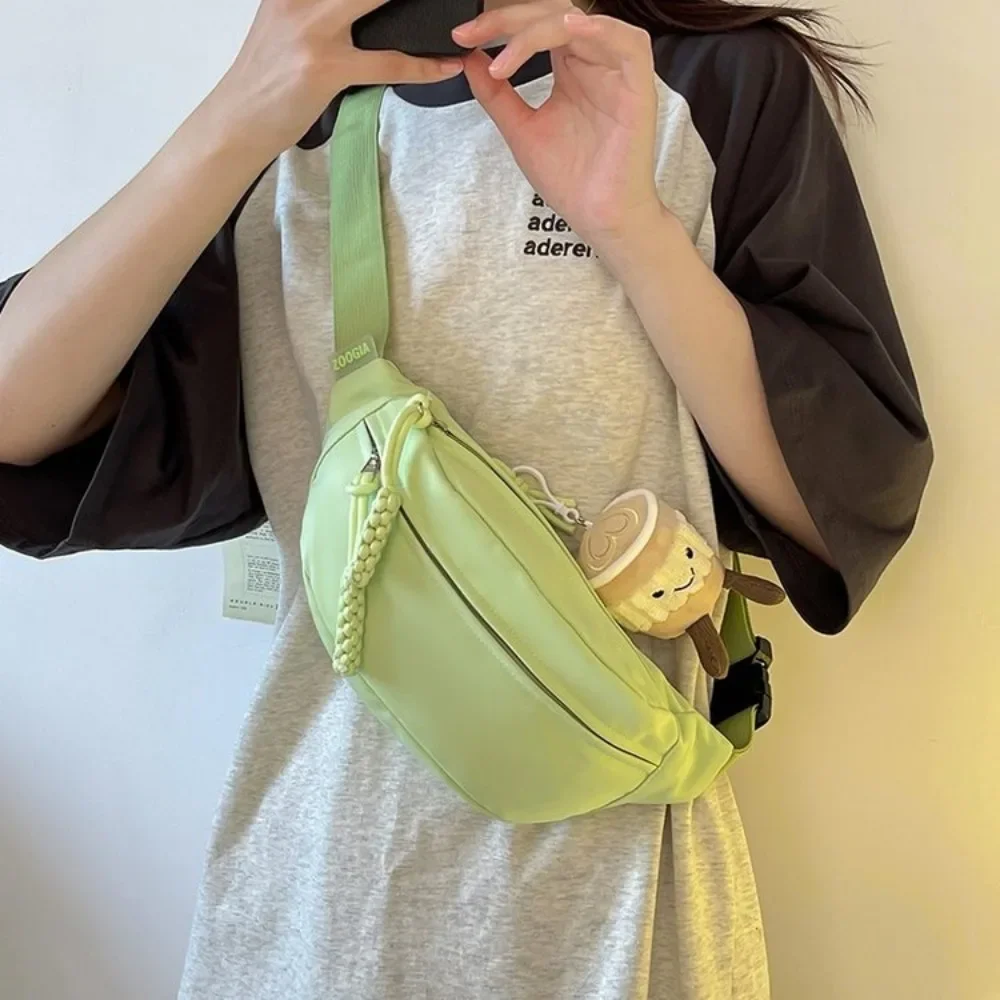 Candy Color Nylon Fanny Packs Women Fashion Simple Crossbody Chest Bags Female Casual Versatile Waist Pack Sports Sling Bag