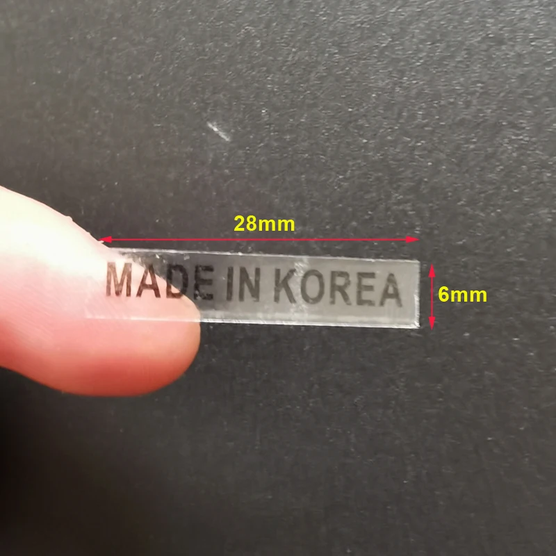 1000pcs 6X28mm MADE IN KOREA Stickers  Transparent/White Label Country of Origin