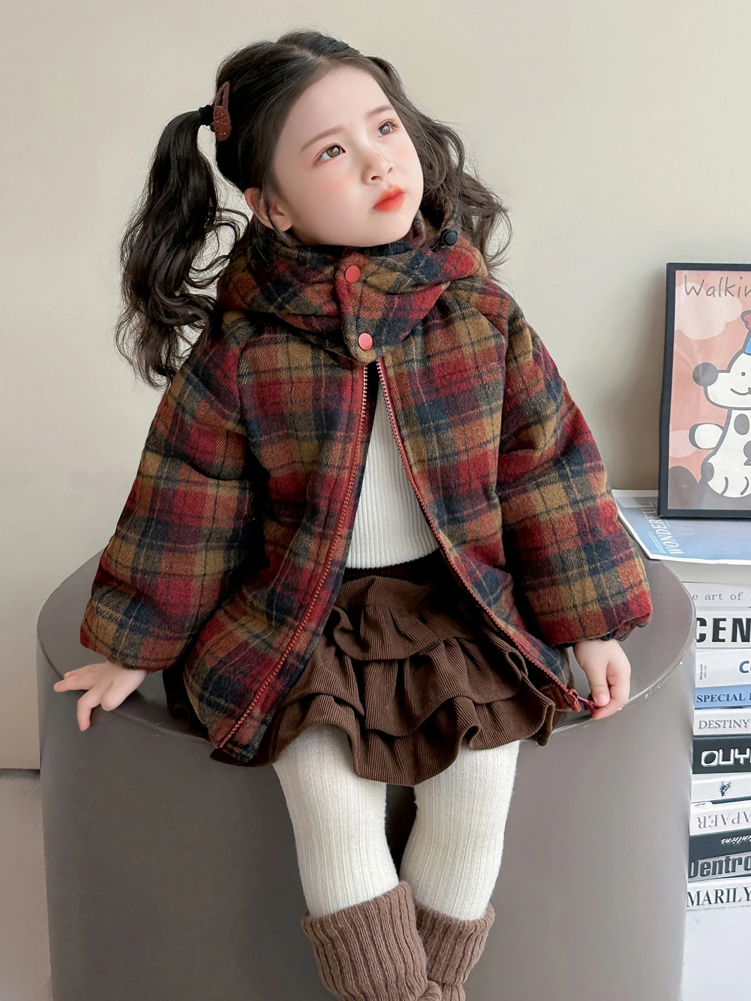 

Trendy Plaid Cotton Jaet for Girls Warm Autumn Winter Clothes Children's Faionable Coats Baby Girls' Clothing