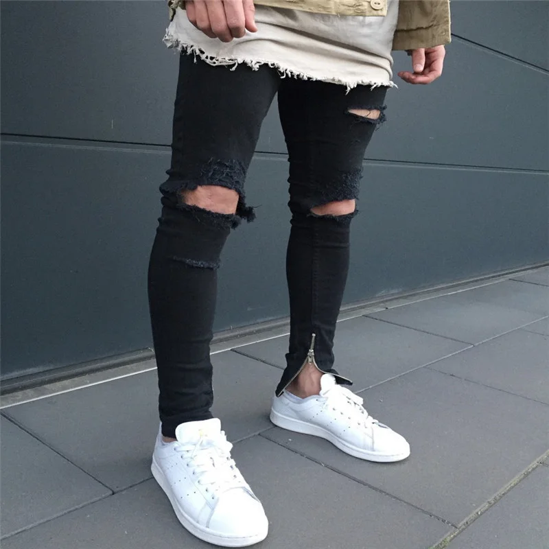 Cotton Jean Men's Pants Vintage Hole Cool Trousers for Guys autumn winter Europe America Style ripped jeans Male dropshipping