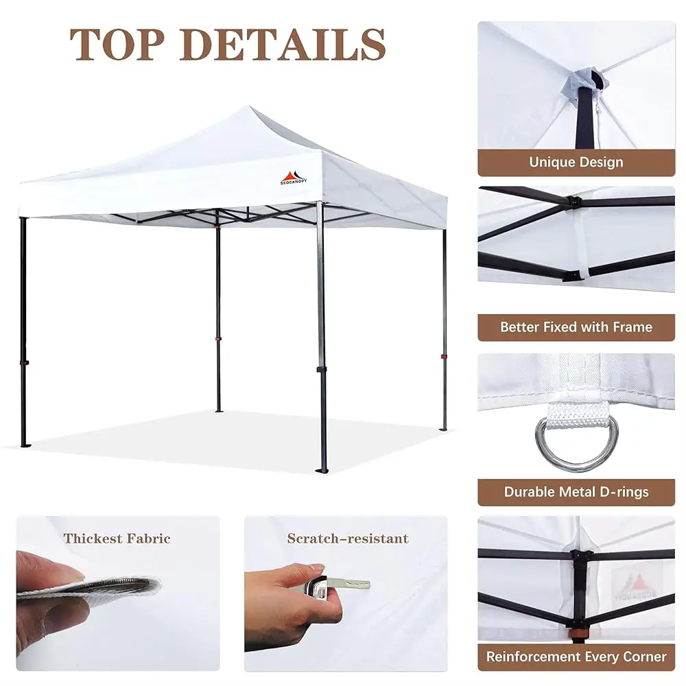 Commercial 10X10 Replacement Canopy Top,Canopy Cover Only,Bonus 4 Pa Weight Bag,(White)