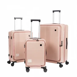 Frente Abertura Tampa Bagagem Mala, tamanho grande Mala, Carry-on Trolley Case, Travel Bag, 3 Piece Sets, 20 