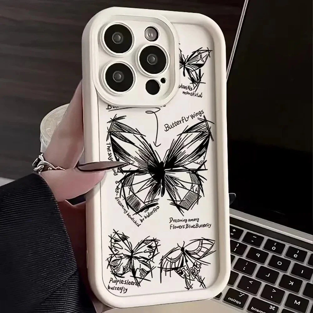 Butterfly Painting Phone Case for Oppo A98 A95 A94 A78 A76 A74 A72 A60 A58 A57 A54 A53 A38 A33 A32 A17 A16 A15 Soft Ladder Cover