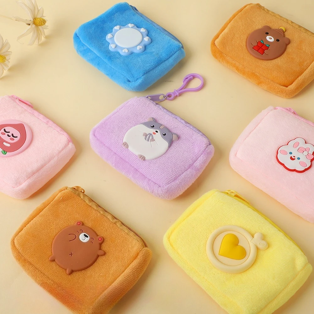 Monedero de felpa bonito, Mini billetera de animales de dibujos animados para niñas y niños, llavero portátil, bolsa de dinero de bolsillo para niños, regalo para estudiantes