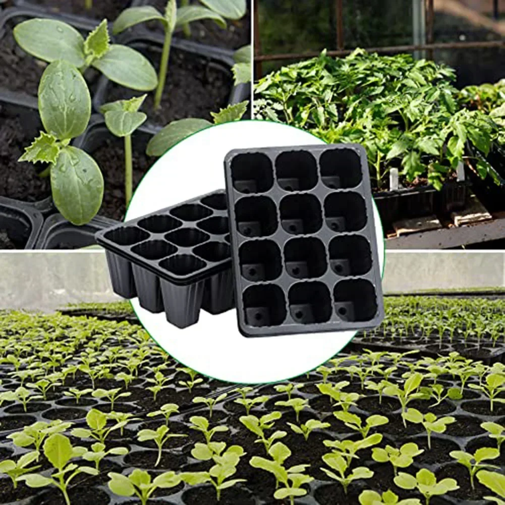 10pcs 12 Cells Seedss Growing Cases Germination Plant Nursery Tray Seedss Insertion Box Gardens Flower Pot Accessories