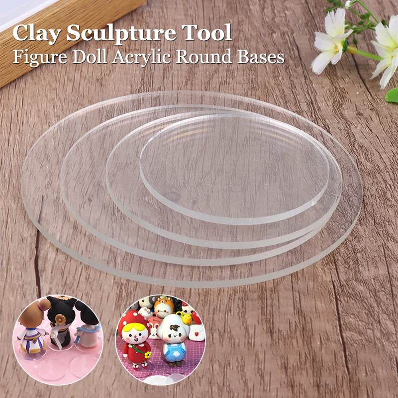8-15CM figura bambola acrilico trasparente basi rotonde fluido orso stampi basi argilla ceramica scultura strumento