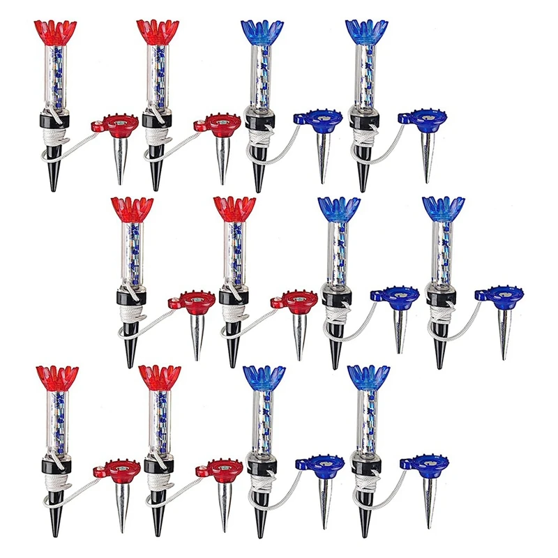 12 Pack Golf Tees Unbreakable Plastic Magnetic 80 Mm Long Bulk Reusable Blue Red Flexible Magnet Tee Lift Step