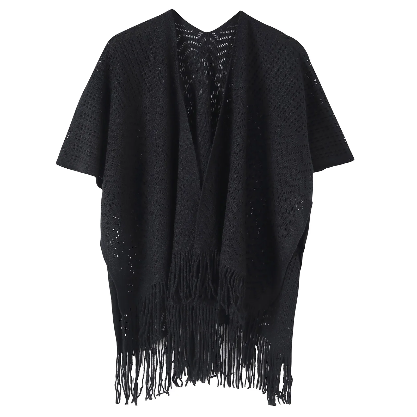 New Women Shawl Hollow Scarf Tassel Poncho Thin Cardigan Beach Sunscreen Cover Up Smock Soft Plus Size Pashmina Capes