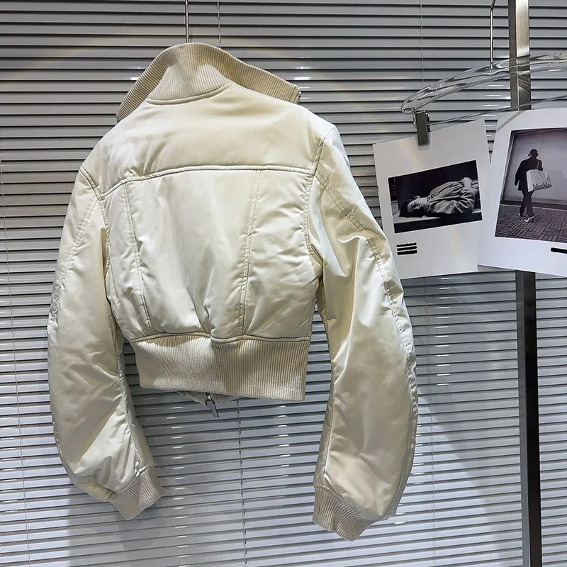 2026 New Black Ladies Short Baseball Jacket Korean Spring Casual White Jacket Top Female Cardigan Zipper Jackets Fashion