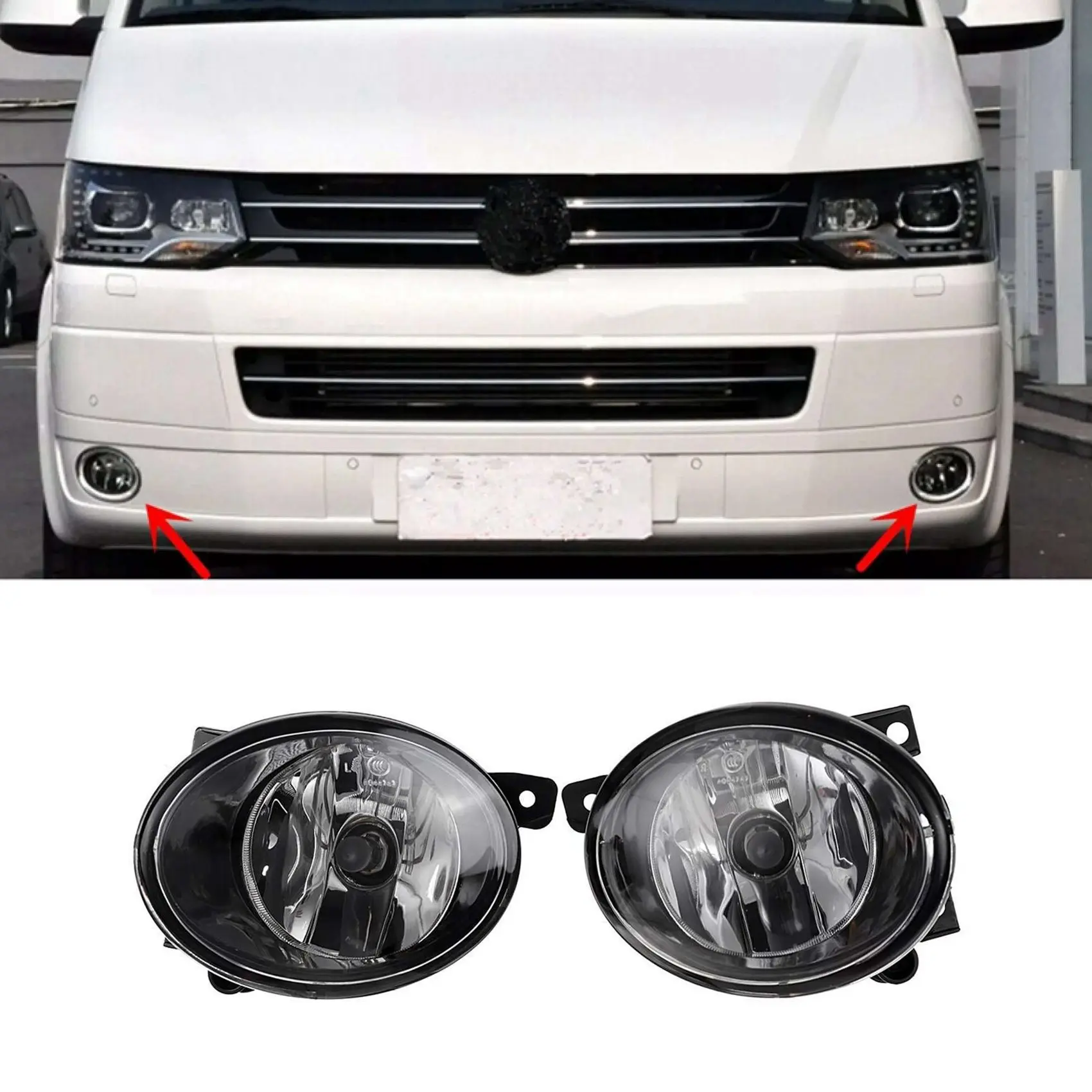 1 Pair Front Fog Light Assembly Without Bulb for Transporter T5 Multivan Caravelle 2010-2015 7E0941699A, 7E0941700A