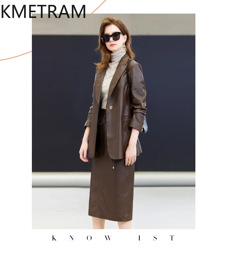 100% Top Layer of Sheepskin Jacket Woman Coffee Colored Genuine Leather Jackets Women New Suit Coat Fall Clothes 2025 дубленка