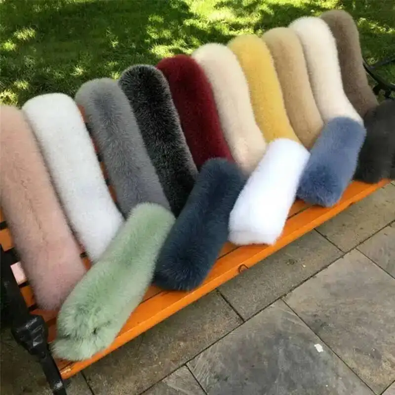 Winter Real Fox Fur Collar Furry Fur Scarf Women Down Coat Jacket Luxury Natural Fur Hood Tirms Decor Warm Men Fur Scarves