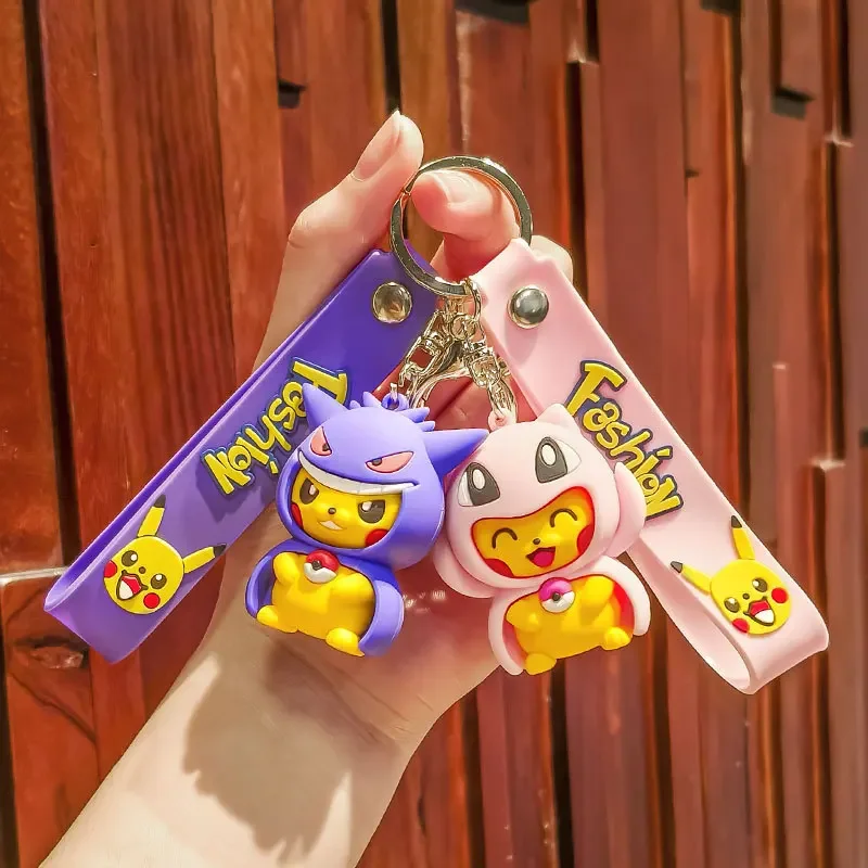 

3D Cartoon Pokémon Pikachu Gengar Squirtle‌ Keychain Pendant Cartoon Keyrings Cute Doll Bag Pendants Small Accessories Gifts