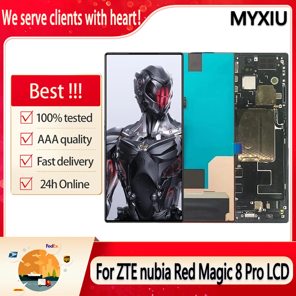 6.8'' Original NX729J LCD For ZTE nubia Red Magic 8 Pro LCD Display Touch Screen With Frame Digitizer Assembly Replacement LCDs