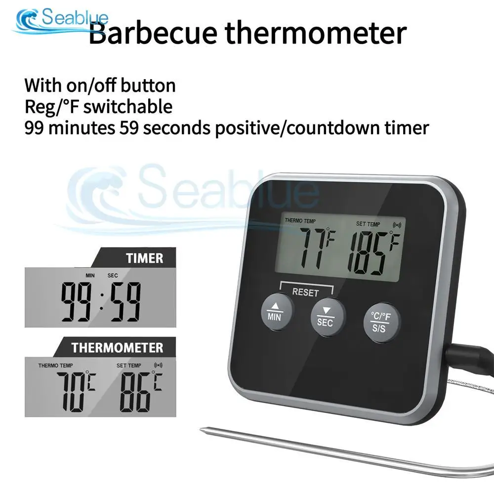 0-300℃/0-572℉ Digital Meat Thermometer Grilling with Probes Meat Oven Safe Probe Red Wine Thermometer for Cooking Oven Smoker