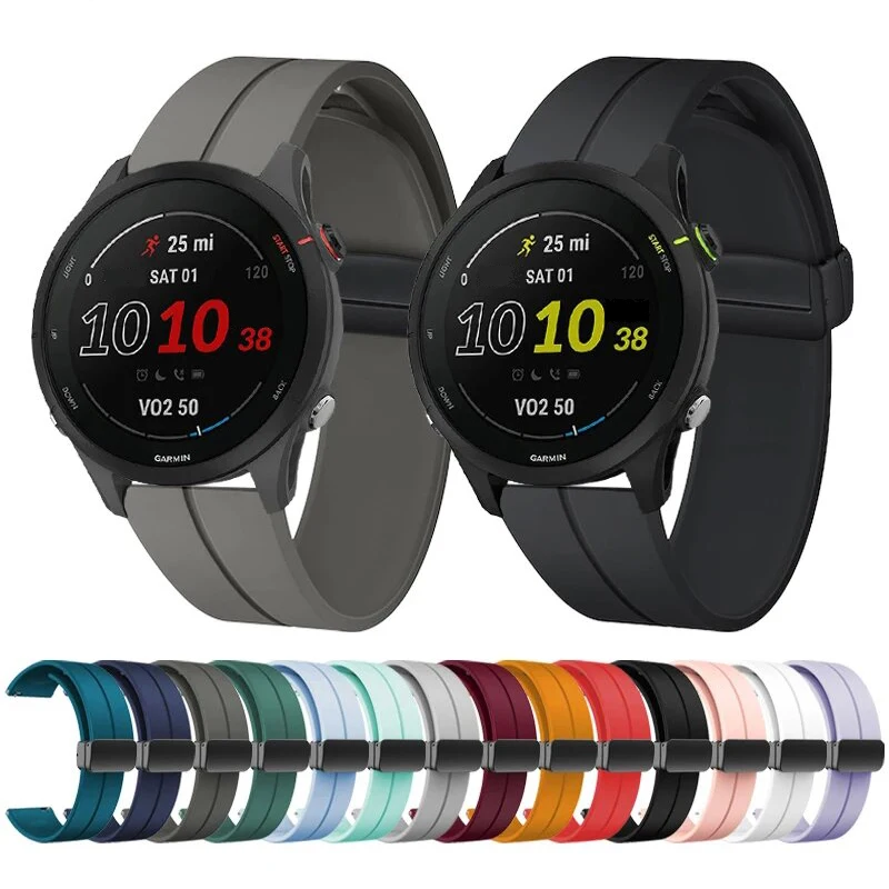 สายแม่เหล็ก18มม. 20มม. 22มม. สำหรับ Garmin vivoactive 3 4 4S นาฬิกา venu 2 2S SQ Forerunner 645กำไลข้อมือซิลิโคน