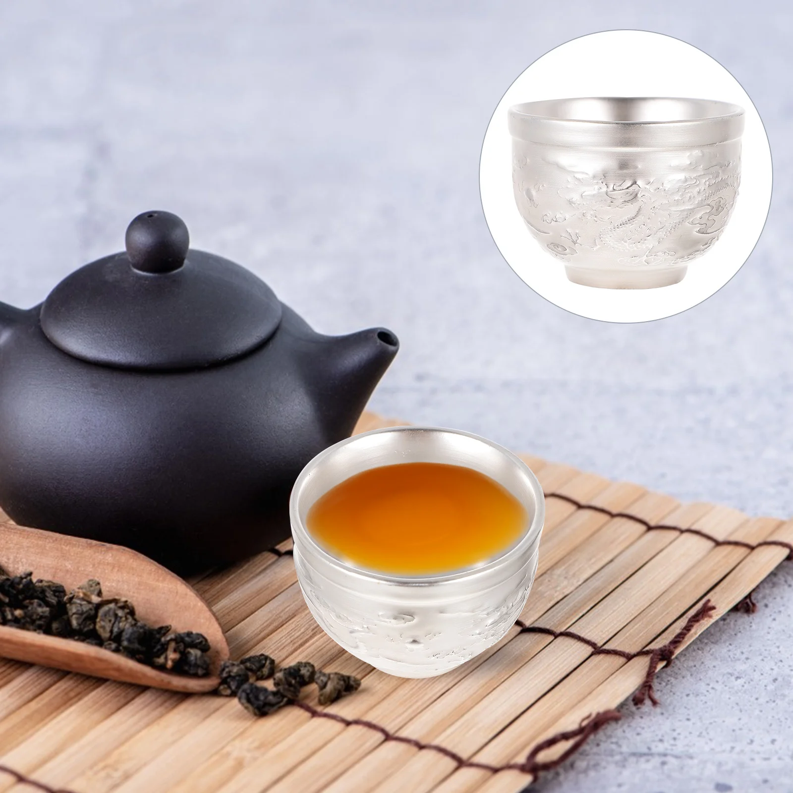 

1Pcs Silver-Plated Classic Kung Fu Tea Cup Delicate Vintage Chinese Style Tasting Tea Cup for Home Use Exquisite Kung Fu Teacup