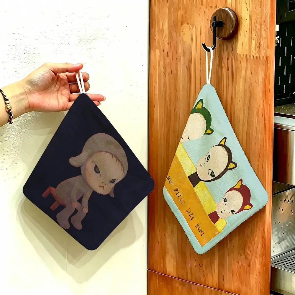 Y-Yoshitomo N-Nara Art Hanging Kitchen Towel, Polyester Cotton Material, Multipurpose Hand Wiping Towel for Family
