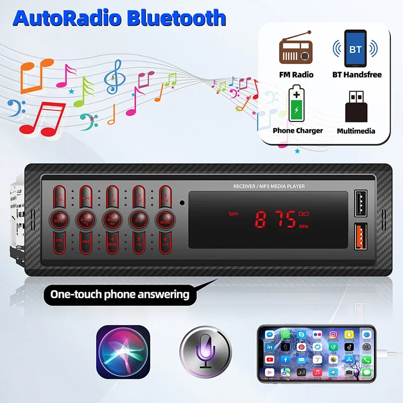 

Bluetooth Car MP3 Player with Dual USB Charger AUX Input Hands-Free Calling FM Radio car electronic accessories