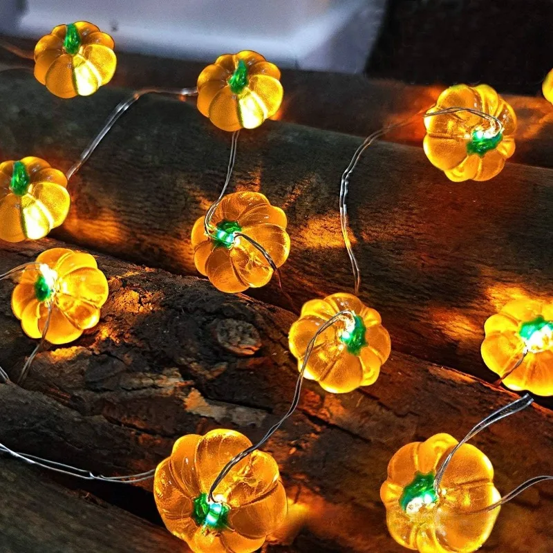 Guirnalda de luces LED de calabaza portátil, 1M, 10 guirnalda Led, decoración de fiesta de feliz Halloween para el hogar, bar, atmósfera, decoración de Acción de Gracias