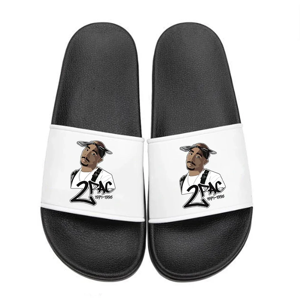 

Rapper 2Pac tupac Slides Slippers Girls Home Slipper couple Summer Men Indoor Outdoor Flip Flops Female Soft Big Size 36-47