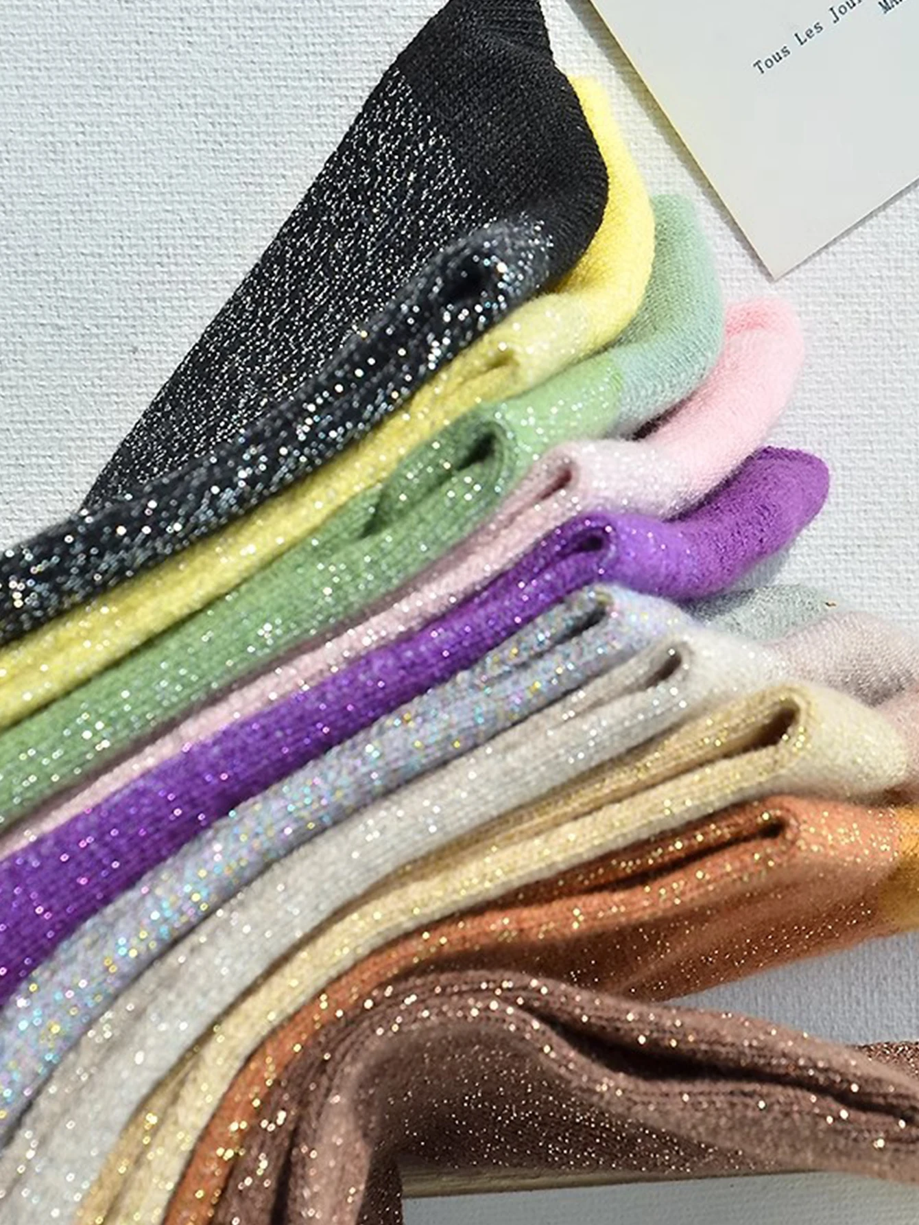 3/5/10 PairsLazy Style Glitter Multicolor Crew Socks Random Pack