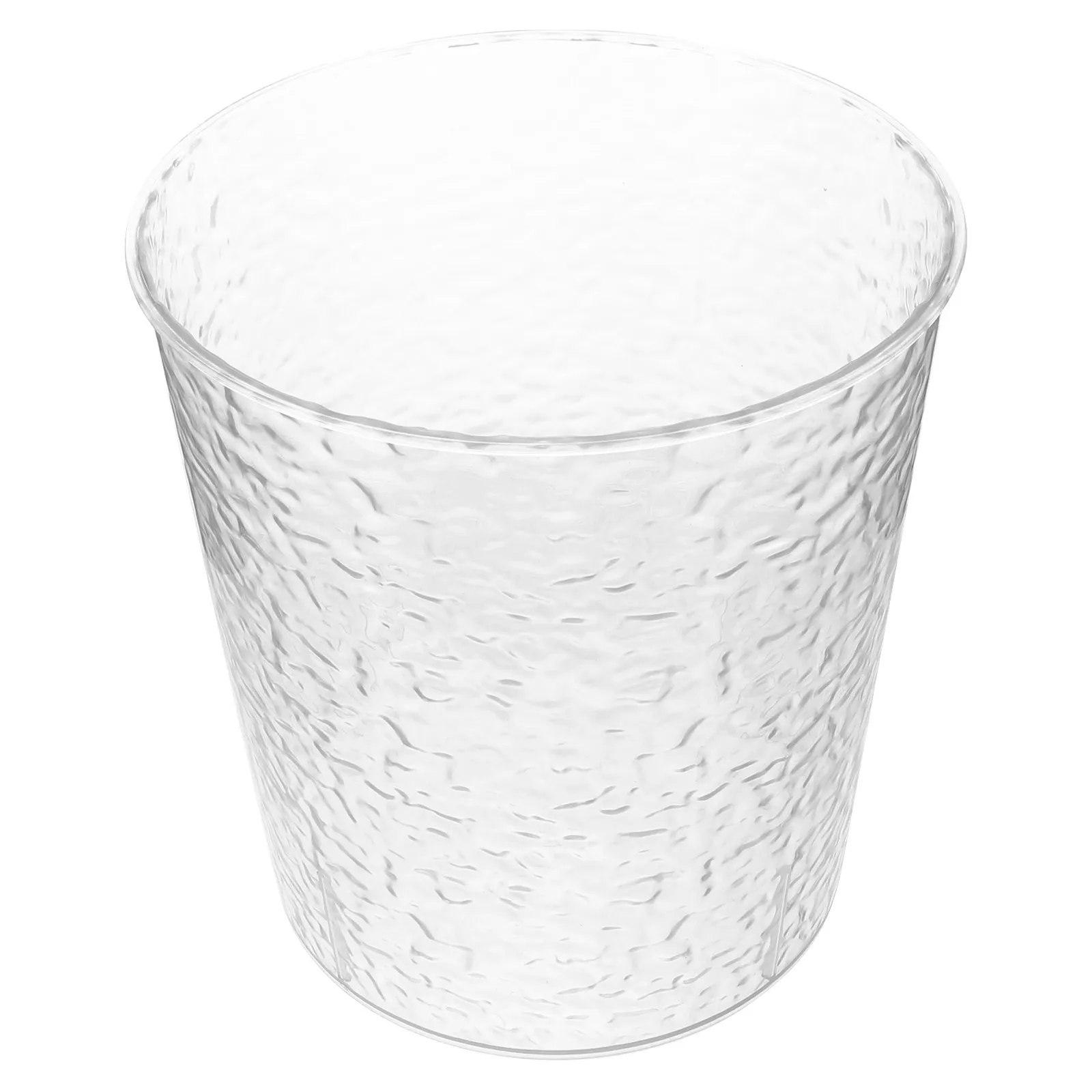 2 Gallon Medium Transparent Trash Can with Lid Water Ripple Design Clear Plastic Garbage Can for Bathroom Kitchen Dorm Living