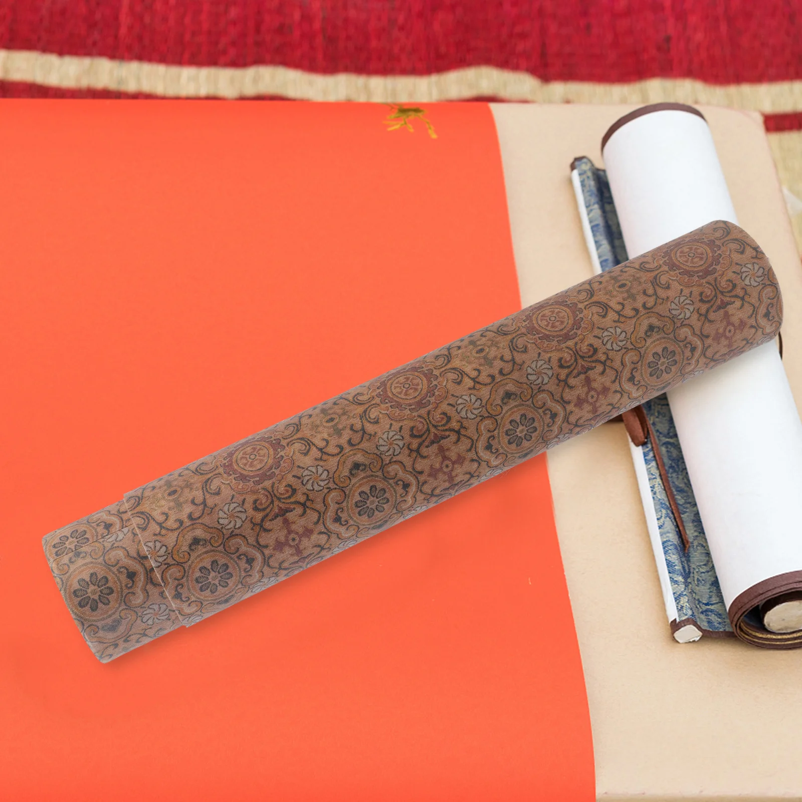 Telescoping Scroll Storage Box Floral Pattern 6cm Diameter Calligraphy Roll Holder Extendable Poster Travel Carrier