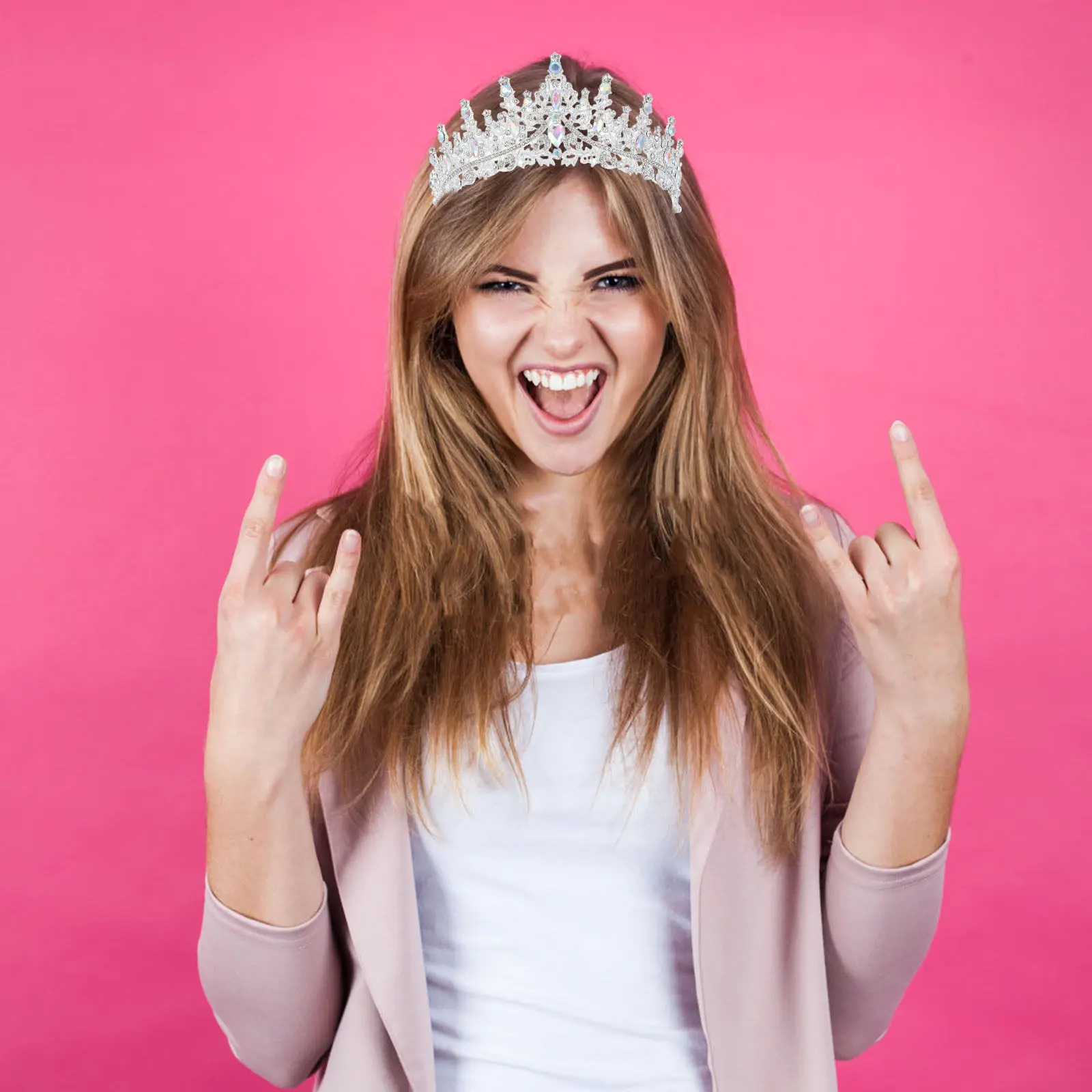 

Rhinestone Crown Tiaras for Women Comfortable Fit Birthday Queen Princess Wedding Halloween Party Headpiece Adult Crown