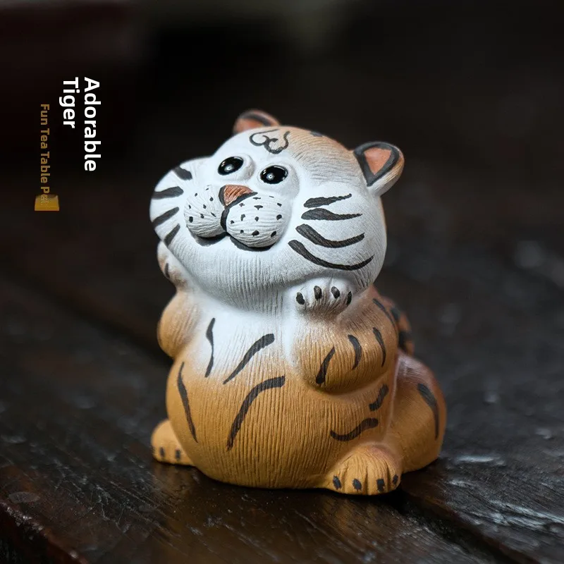 

Handmade Purple Clay Cute Tiger Tea Pet Premium Quali Tea Table Decoration Vintage Sle Collectible Item Tea Plaything