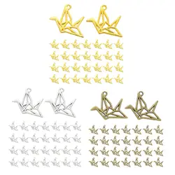 30Pcs Origami Crane Charms Pendants Small Zinc Alloy 23x29mm 3D Paper Cranes Charms for Jewelry Making for Necklaces