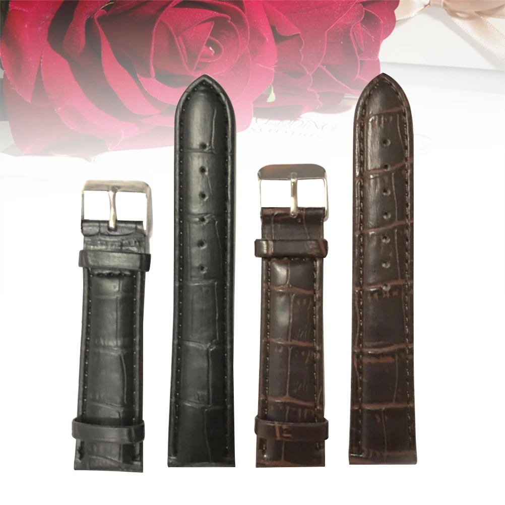 

2pcs Bamboo Pattern Watch Strap 20mm 19mm 22mm Synthetic Replacement Band for Men PU Watchband Business Style
