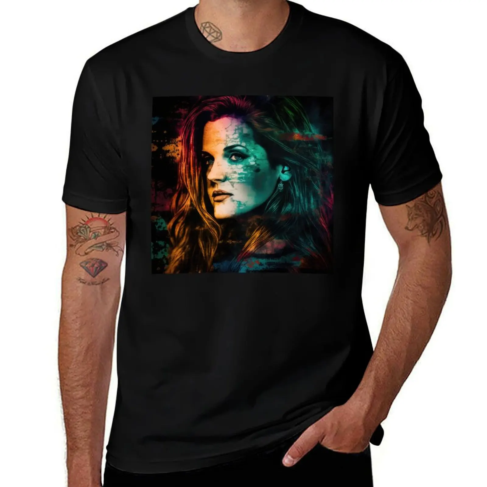 

Lisa Marie Presley Portrait as Pop Art T-Shirt T-shirts oversize cotton man t-shirts anime tshirt mens t shirt
