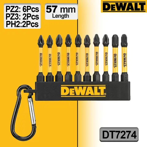 DeWalt 57mm Pozi & Phillips High Impact Screwdriver Bit Set with Key Ring PZ1 PZ2 PH2 Power Tool Accessories DT7274-QZ