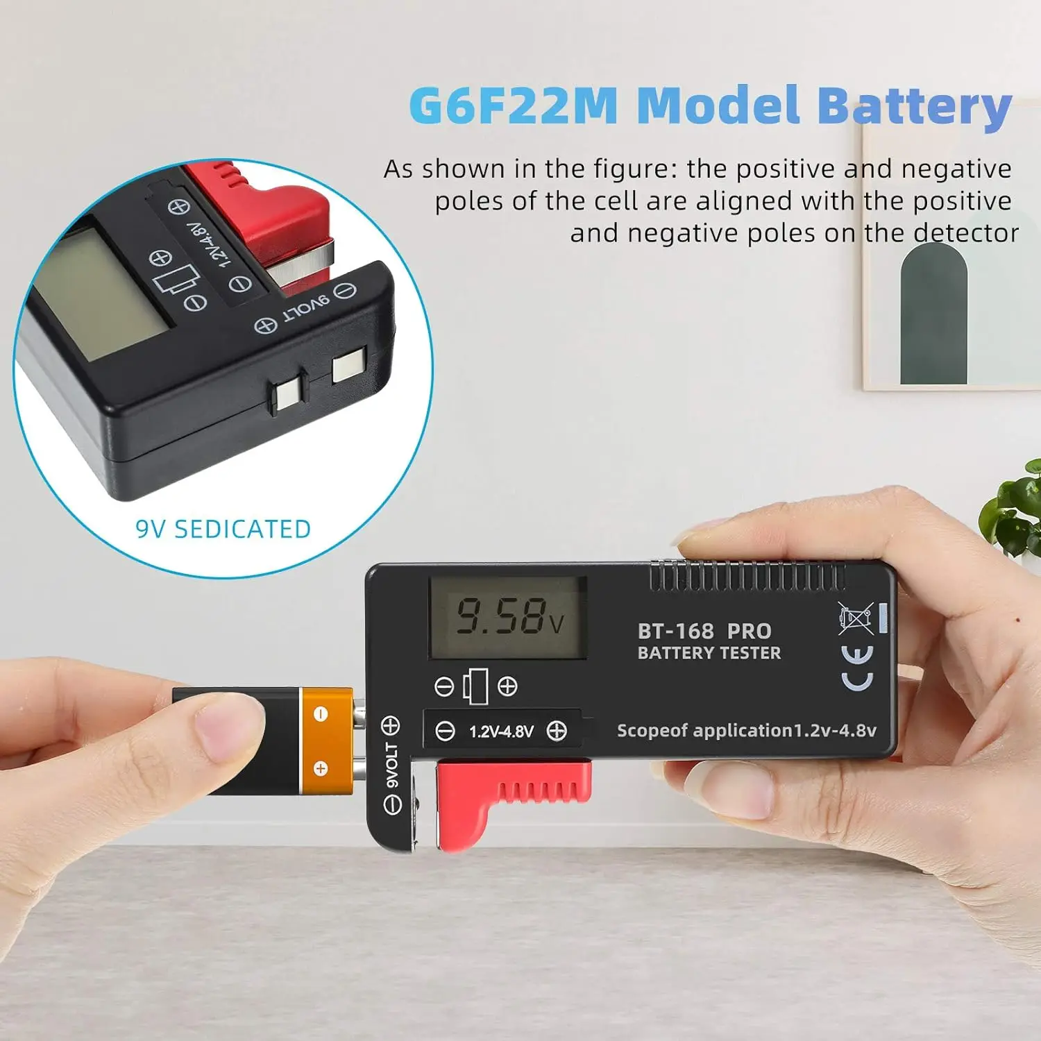 Bt-168Pro batterijtestercontrole, batterijtester met digitaal display voor 9V 1,5V, AA AAA C D knoopcelbatterijencontrole