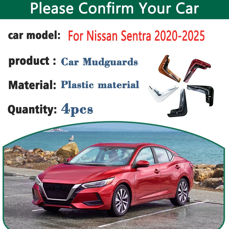 4PCS Car Mud Flaps For Nissan Sentra Accessories Sylphy 2025 2024-2020 Auto Mudguards Splash Guard Front Rear Fenders Car Parts