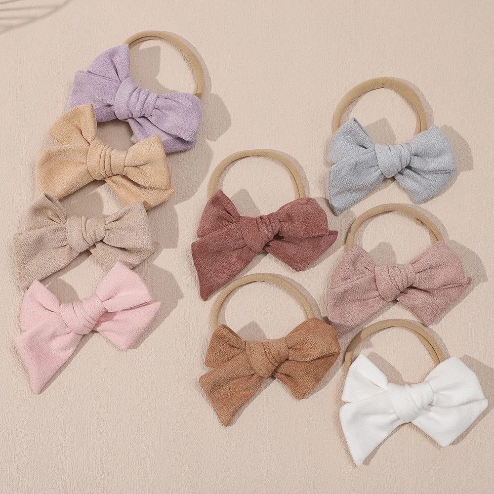 

36pc/lot 3.6" New Solid Cashmere Bow Nylon Headband Baby Girls Elastic Hairbands Hair Clips Kids Cotton Bow Hairpins Headwear