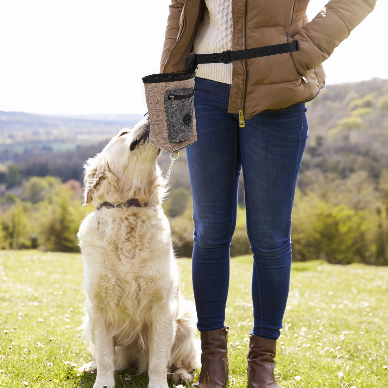 

Dog Treat Pouch Wear-Resistant Polyester Outdoor Dog Training Bag Portable Large Capacity Snack Storage for Walking Dogs and
